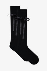 Knee-High Bow Socks Black