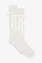 Knee-High Bow Socks Cream
