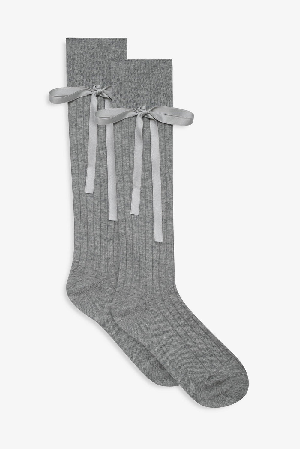 Knee-High Bow Socks Grey