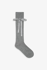 Knee-High Bow Socks Grey