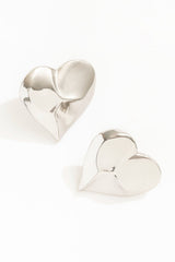 Cross Your Heart Stud Earrings Silver