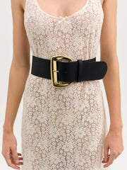 Wide Buckle Hip Belt Black