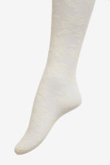 Floral Knit Tights White