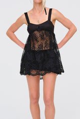 Sonnet Lace Babydoll Set Black