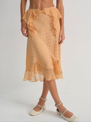 Glimmer Rosebud Midi Skirt Rose Gold