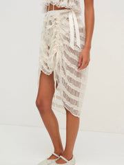 Romy Midi Slip Skirt White