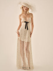 Clara Crystals Maxi Dress Silver