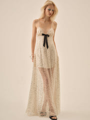 Clara Crystals Maxi Dress Silver