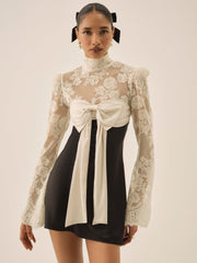 Grace Lace Mini Dress Cream