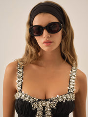 Emalie Taffeta Mini Dress Black