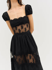 Liya Lace Midi Dress Black