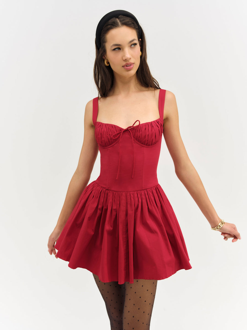 Helena Poplin Bustier Mini Dress Red