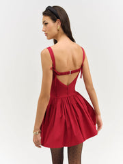 Helena Poplin Bustier Mini Dress Red