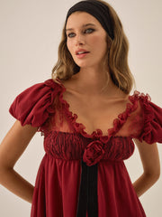 Claudine Chiffon Mini Dress Oxblood