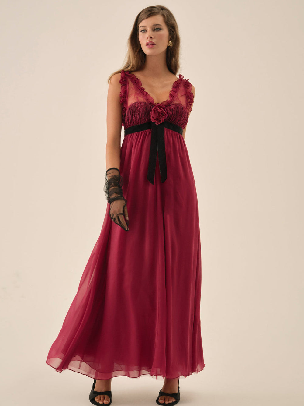 Claudine Chiffon Maxi Dress Oxblood