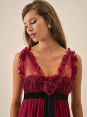 Claudine Chiffon Maxi Dress Oxblood
