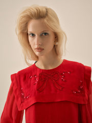 Betsy Bow Mini Dress Red