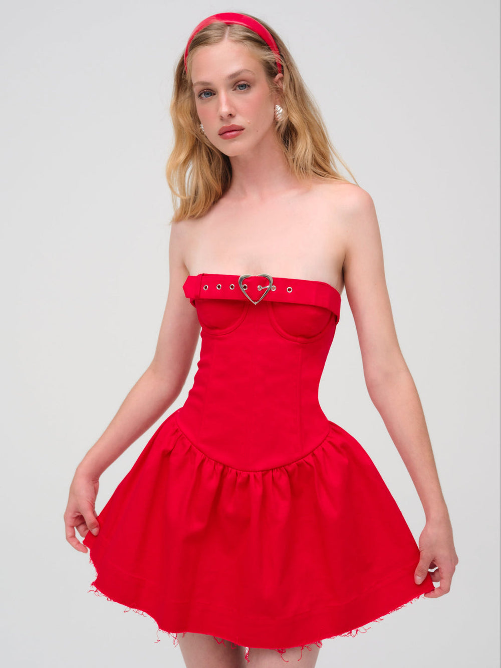 Lipstick Denim Mini Dress Red