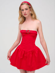 Lipstick Denim Mini Dress Red