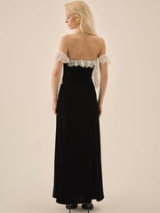 La Vie En Bow Velvet Maxi Dress Black