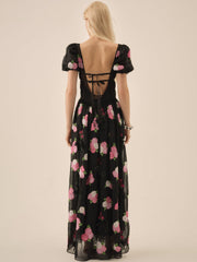 Midnight Garden Maxi Dress Black