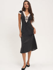 Cross Your Heart Midi Dress Black Dot
