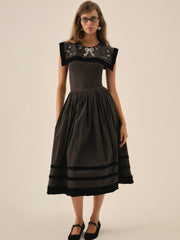 Train Station Poplin Midi Dress Black