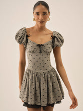 Twill Bow Mini Dress Grey