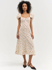 Adahlia Floral Midi Dress Cream