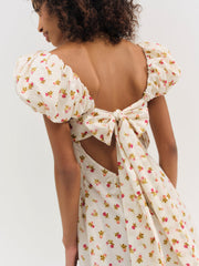 Adahlia Floral Midi Dress Cream