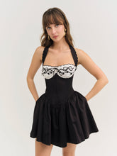 Tea Time Poplin Bustier Mini Dress Black