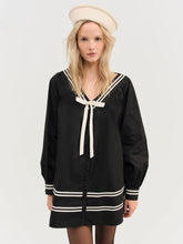 Helena Poplin Long Sleeve Mini Dress Black