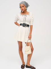 Baby Daisy Poplin Mini Dress White