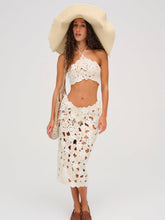Floral Crochet Coverup Midi Skirt White