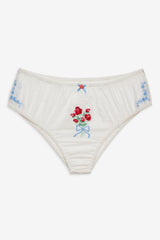 Forget Me Not Embroidery Bloomer Panty White