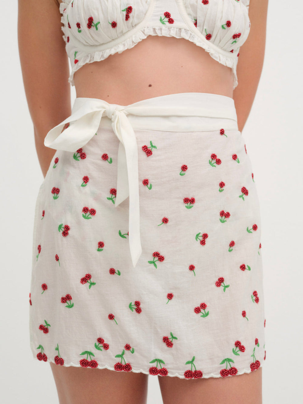 Beaded Cherries Apron Red
