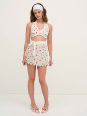 Beaded Cherries Apron Red