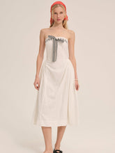 Rosie Ribbon Midi Dress White
