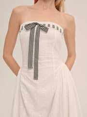 Rosie Ribbon Midi Dress White
