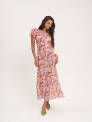 Fallen Floral Maxi Dress Pink