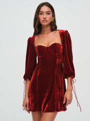 Nadine Velvet Mini Dress Red