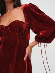 Nadine Velvet Mini Dress Red