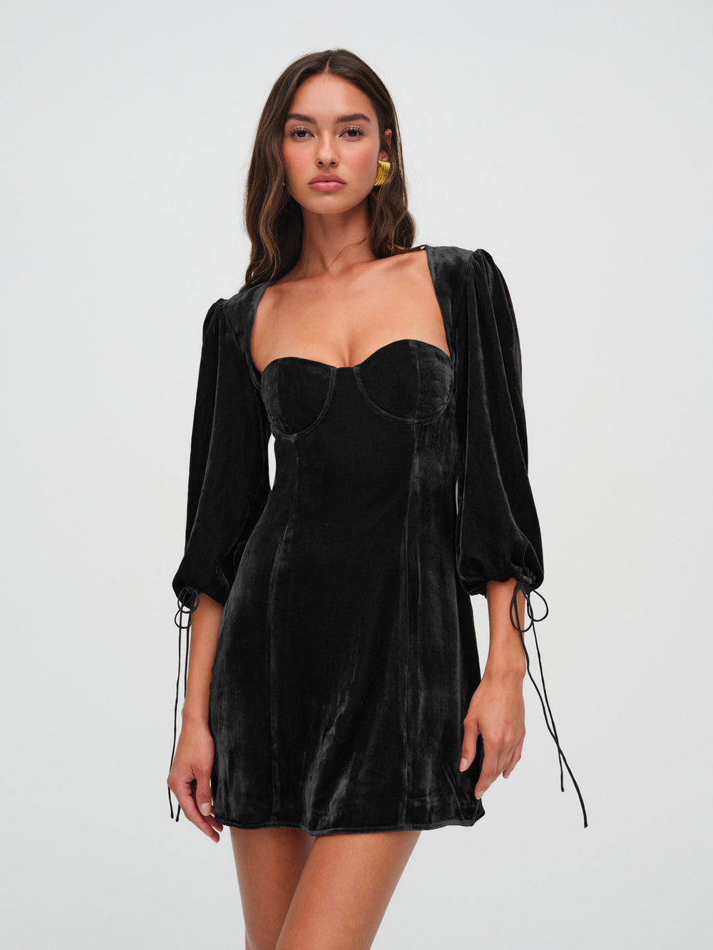 Nadine Velvet Mini Dress Black