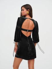 Nadine Velvet Mini Dress Black