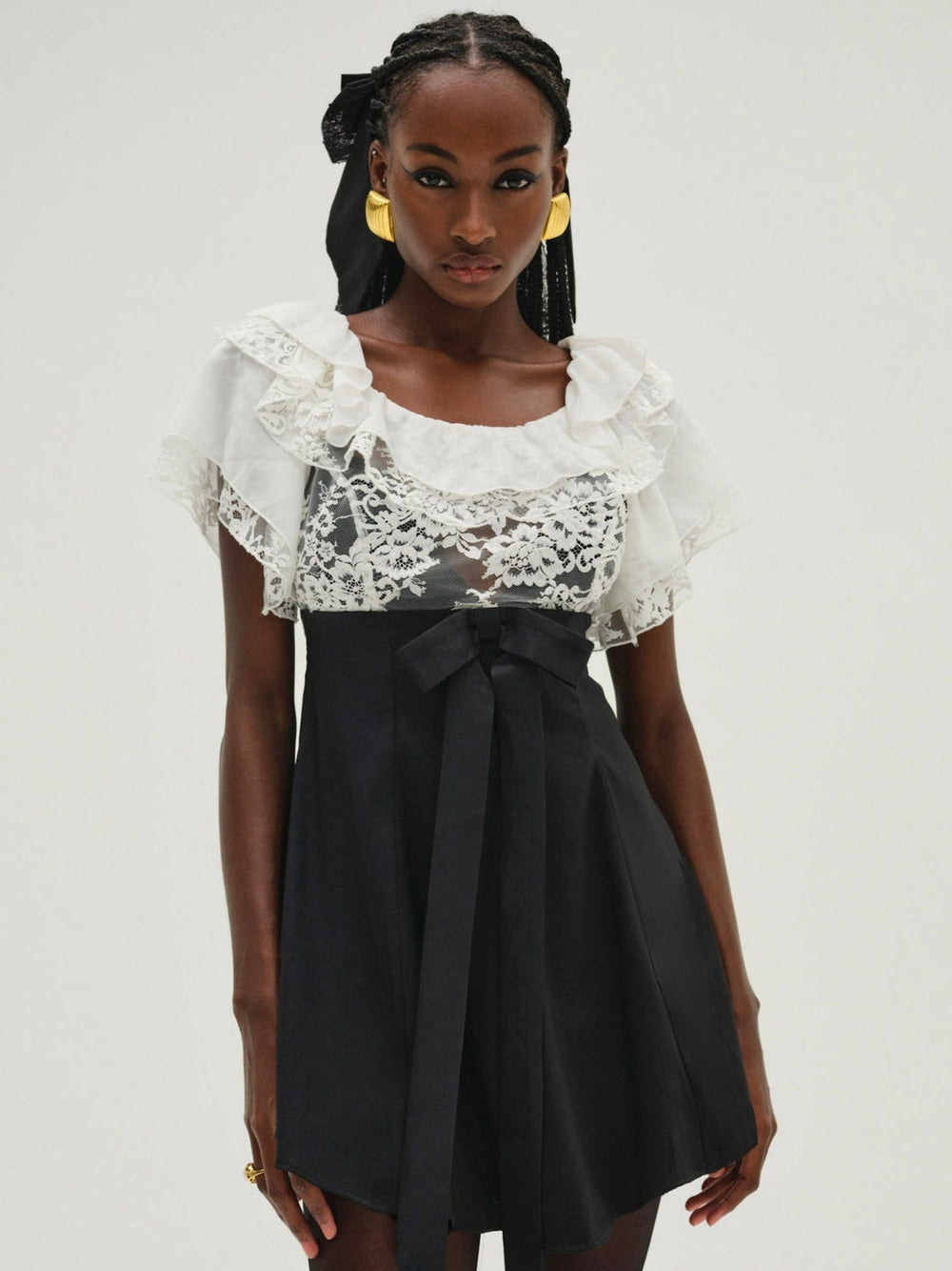 Holiday Lace Mini Dress White