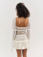 Lea Lace Long Sleeve Mini Dress Cream