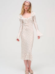 Pastel Fields Midi Dress Cream