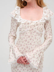 Pastel Fields Midi Dress Cream