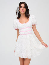 Stacked Blossom Lace Mini Dress White