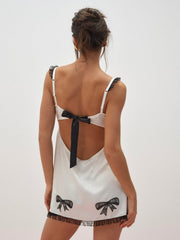 Bow Time Slip Dress Cream